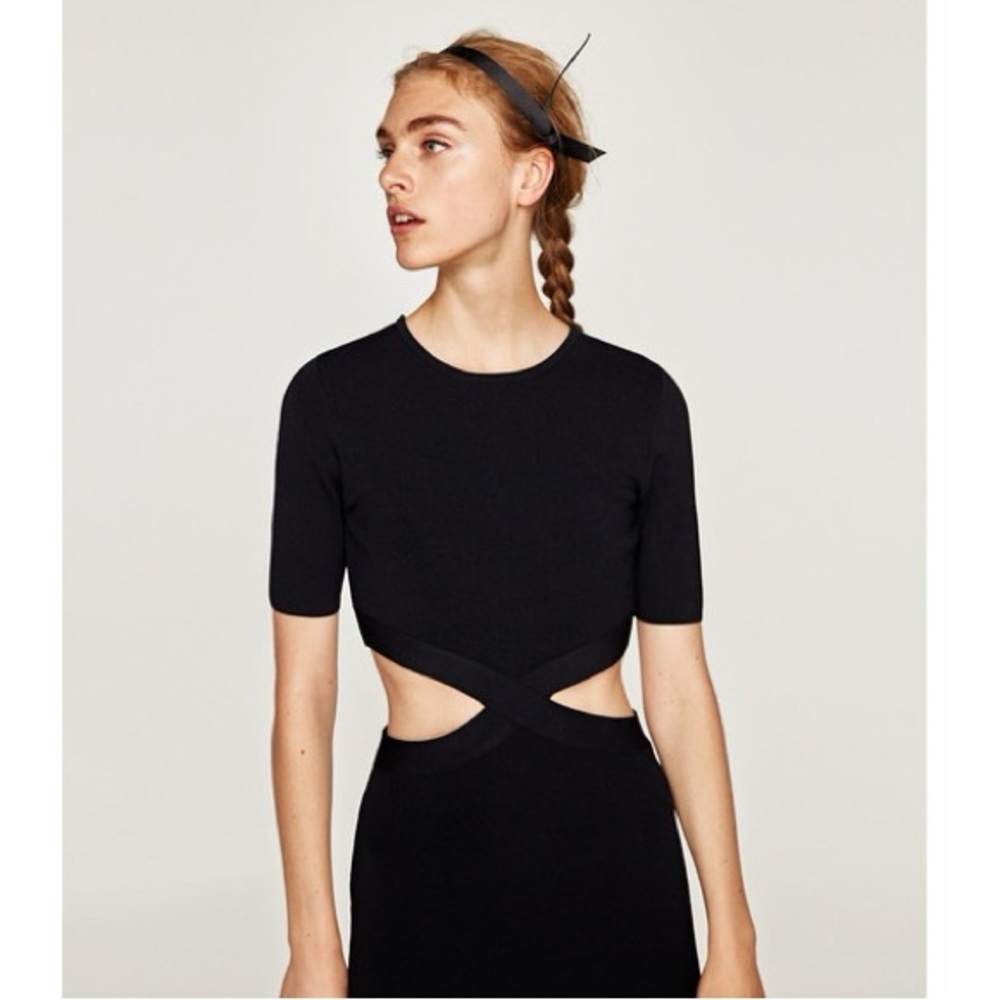 Zara Black Cutout Knit Dress